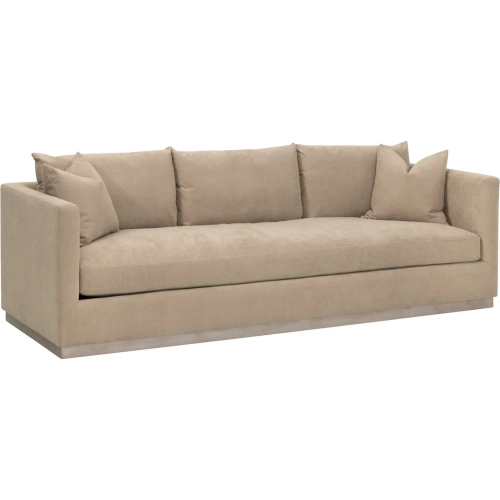 Siena 96" Plinth Base Sofa in Performance Camel Brown Fabric & Gray Oak